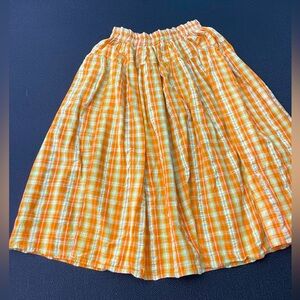 VTG Rockmount Ranch Wear orange/white seersucker plaid skirt sz S (?)